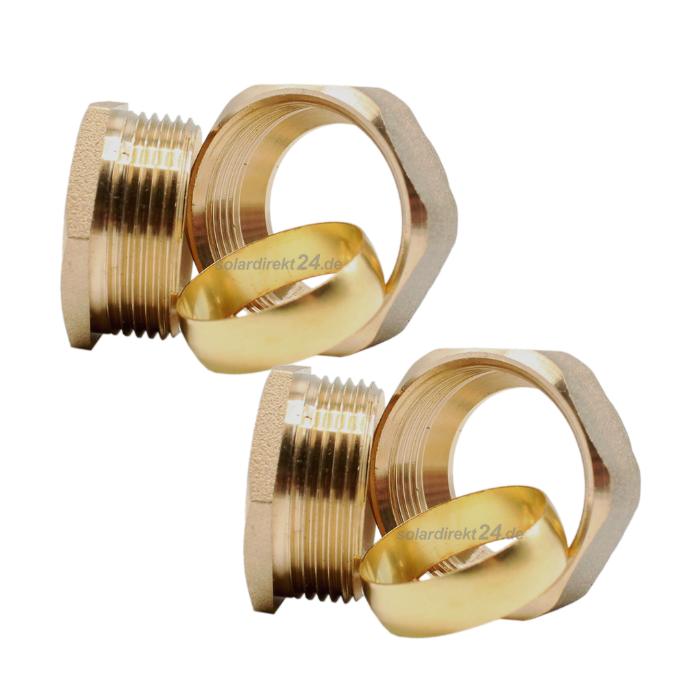 9702132-01 2er-Set Messing Blindstopfen Ø 22mm - Rohrstopfen für Solar Kollektor Endstopfen
