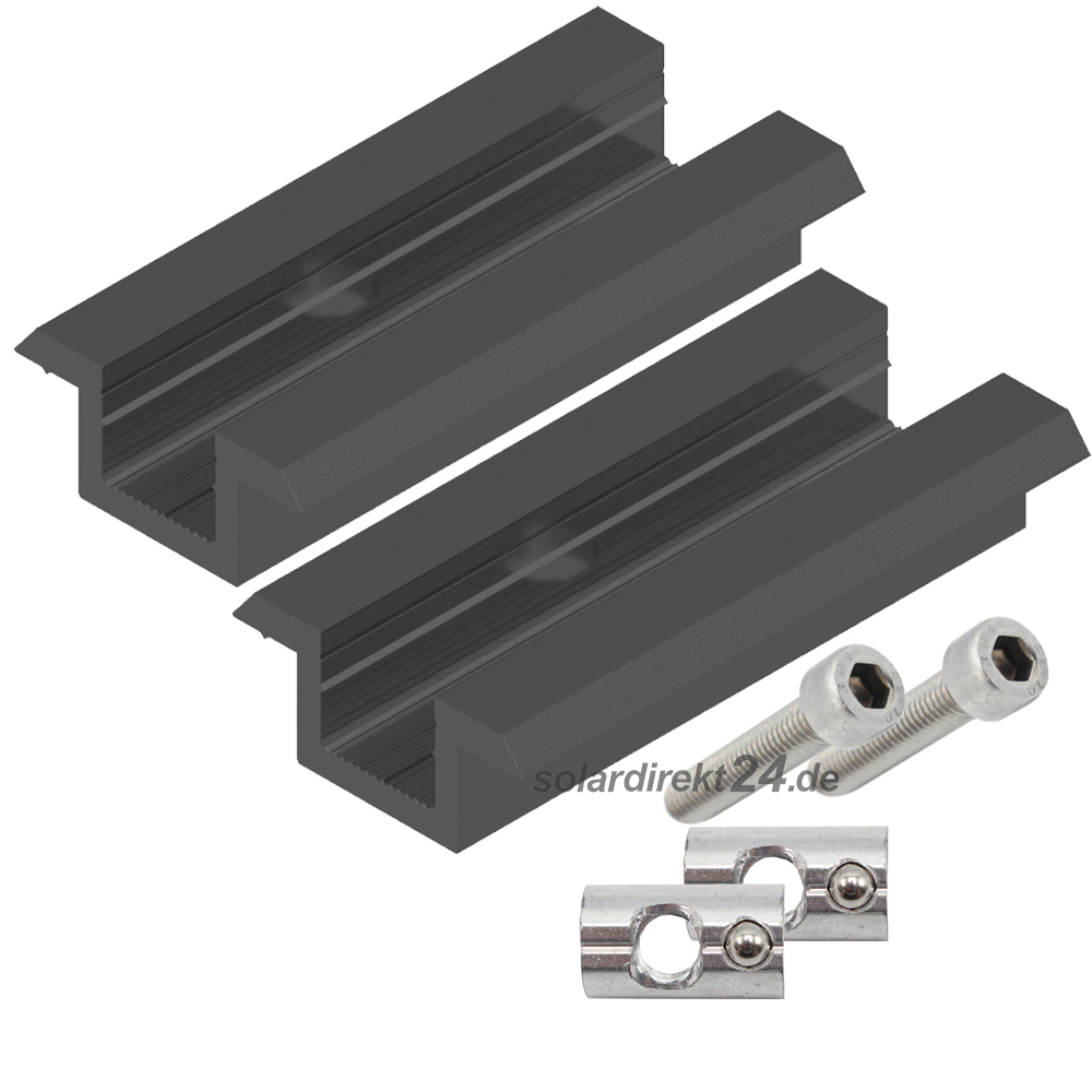 9745-Set-SE-01 2er-Set Mittelklemme für 30-50 mm Module schwarz inkl. 40mm Schrauben - 0% MwSt