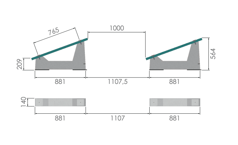 SUNBALLAST Flachdachmontage Unterkonstruktion PV Module 20° Neigung - 62kg - 0% MwSt.