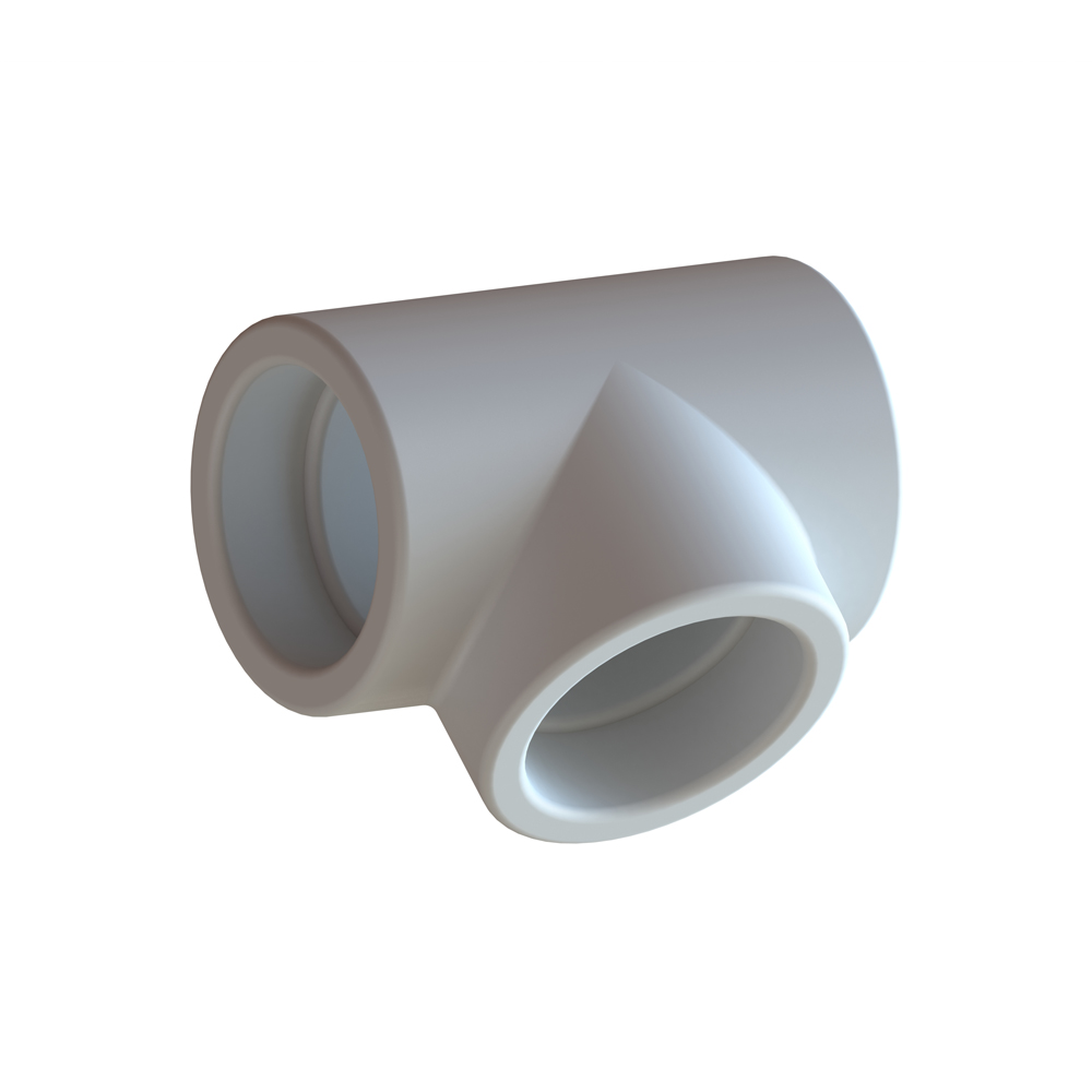 Tee-white-01 Aqua-Plus - PPR Rohr T-Reduzierstück Kunststoff Schweißsysteme 20-40 mm