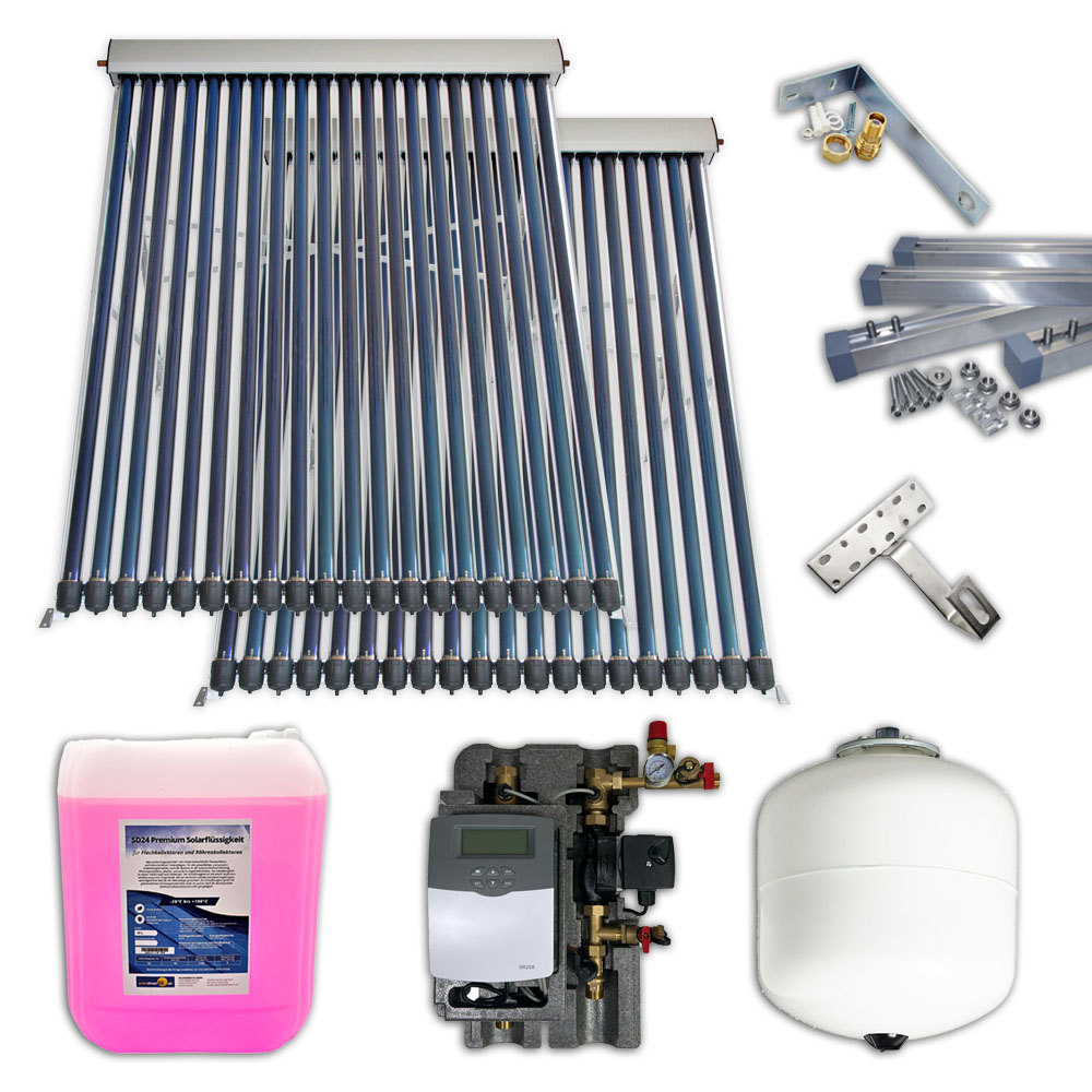 Solarthermie Basic Paket - Eurotherm-Solar-PRO Vakuumröhrenkollektor - 6,2m²
