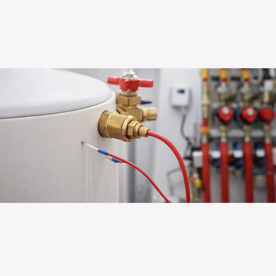 PT1000 Temperatursensor 105 °C – Speicher-, Kollektor- & Solarfühler, IP65, Edelstahl, flexible Leitung 1,5–20 m für Heizungs-, Klima- & Solarsysteme