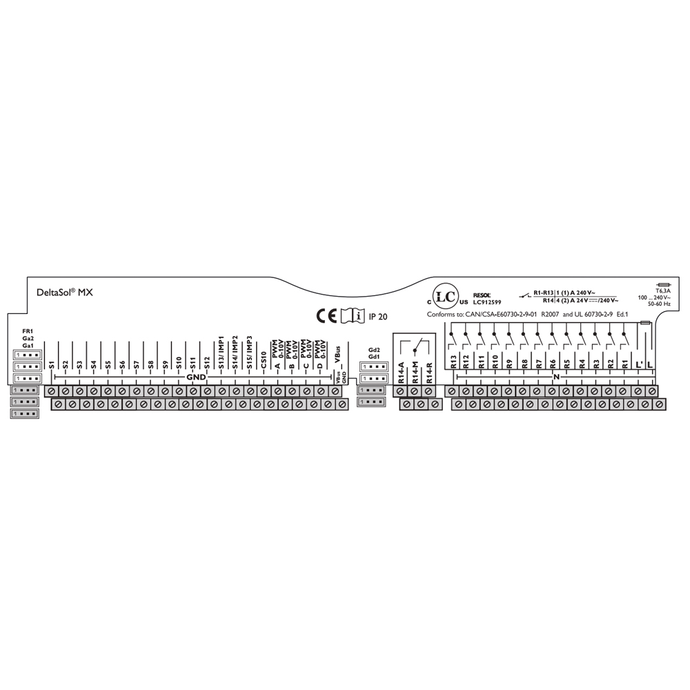 Solarsteuerung Resol DeltaSol MX (inkl. 2 x FKP6 - 4 x FRP6) - Komplettpaket