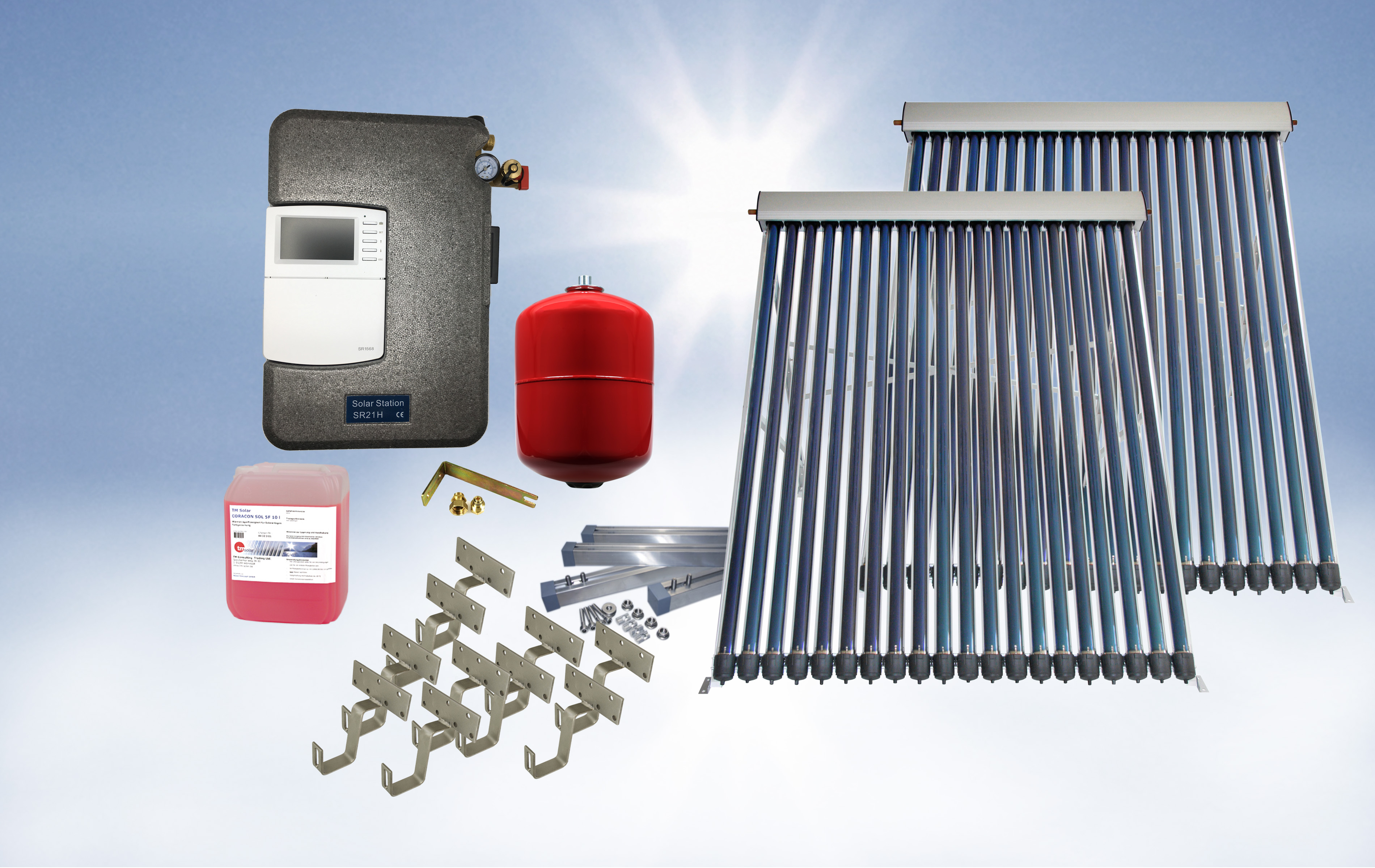 Unknown Solarthermie Basic Paket - Eurotherm-Solar-PRO Vakuumröhrenkollektor - 7,68m²