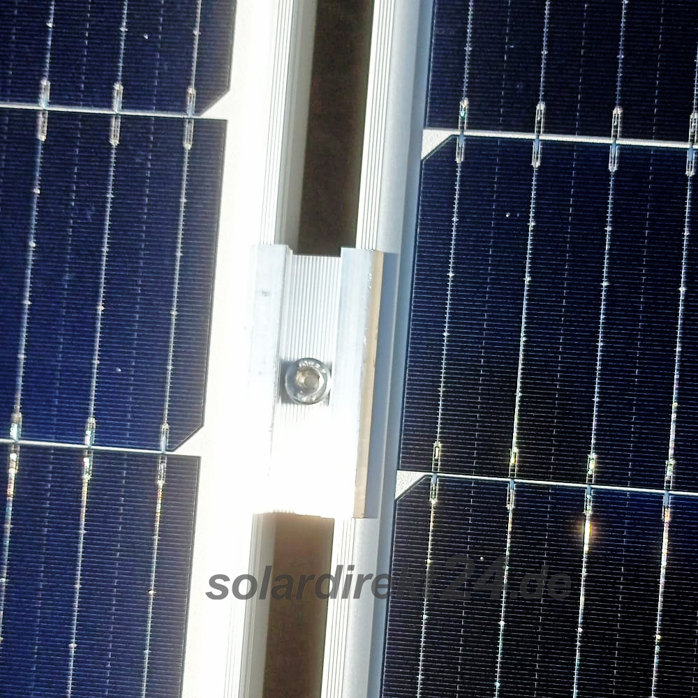 Mittelklemme-03 2er-Set Mittelklemme für 30-50 mm Module silber inkl. 40mm Schrauben Photovoltaik PV Solar - 0% MwSt