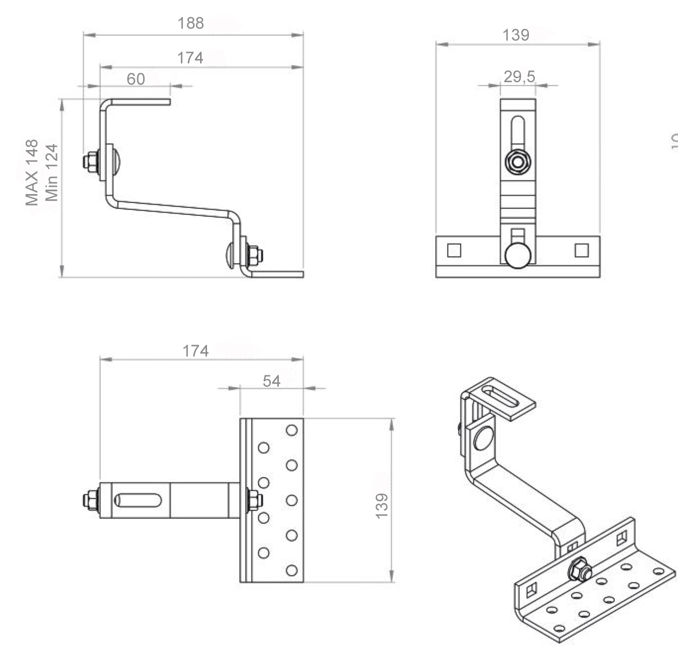 Dachhaken verstellbar für Dachsteine, Dachziegel, Dachpfannen Photovoltaik - 20 Stück - 0% MwSt.