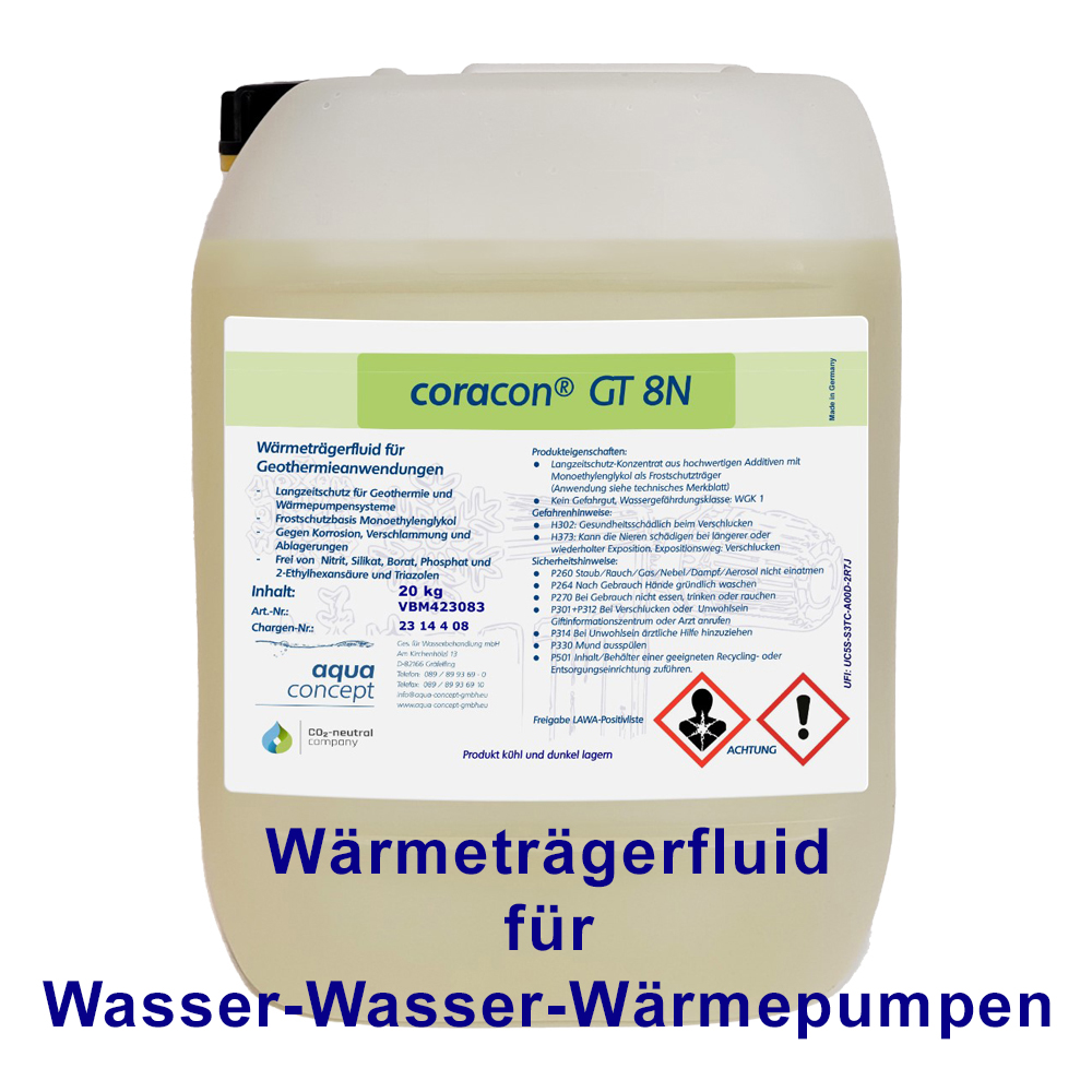 20 Liter Wärmeträgerfluid für Wärmepumpen Coracon® GT 8N Nahwärmenetze Geothermieanlagen