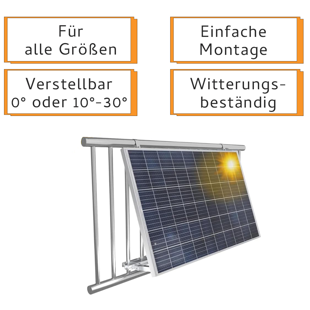 Balkonkraftwerk Halterung bis 30° neigbar 1 oder 2 Module - 0% MwSt. Balkonkraftwerk Halterung bis 30° neigbar 1 oder 2 Module - 0% MwSt.
