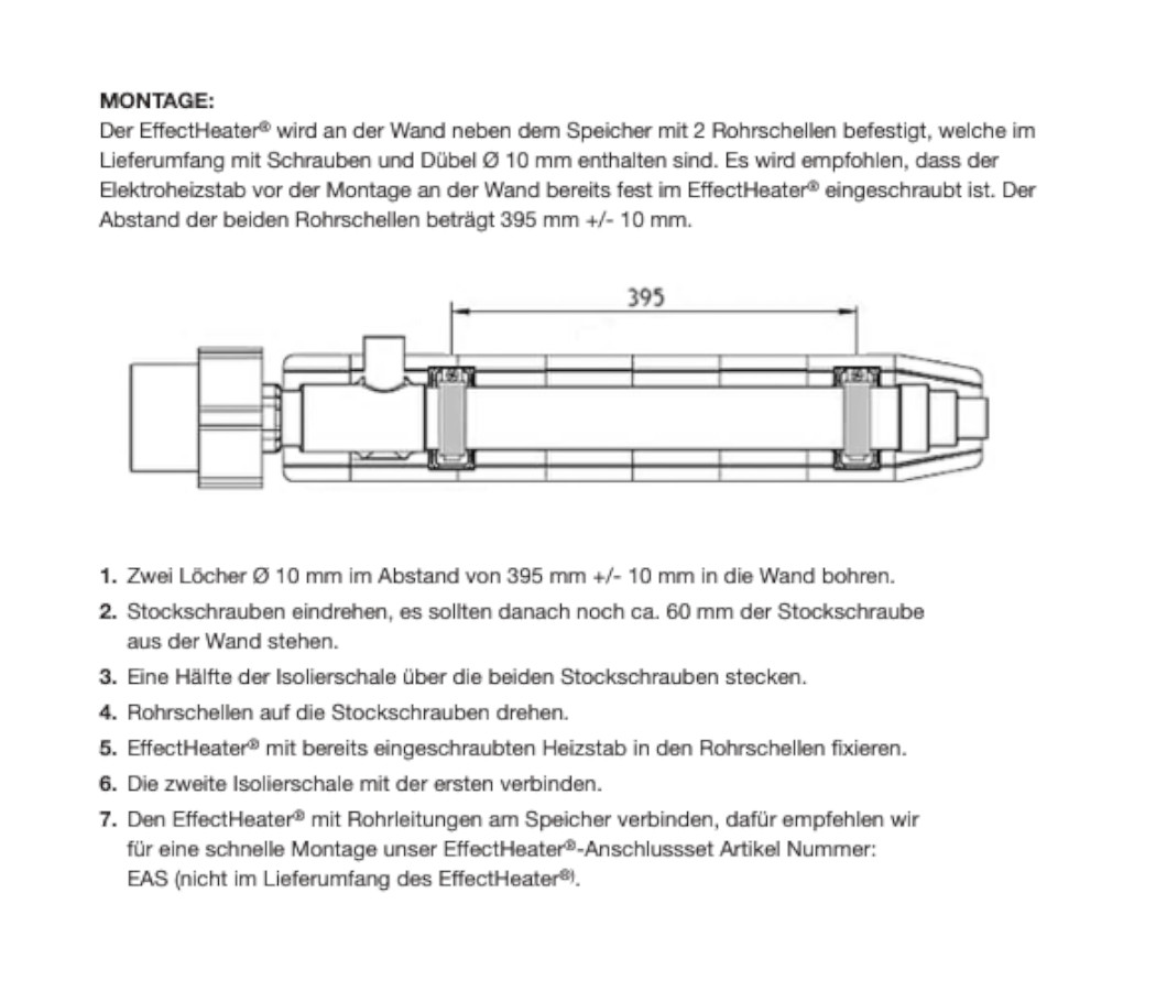 EffectHeater AC  Externer Heizstab Heizpatrone Speicher Heizungsunterstützung