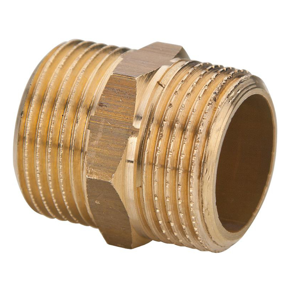 9008157-01 Messing Doppelnippel 1/2" - DN15 - Außengewinde