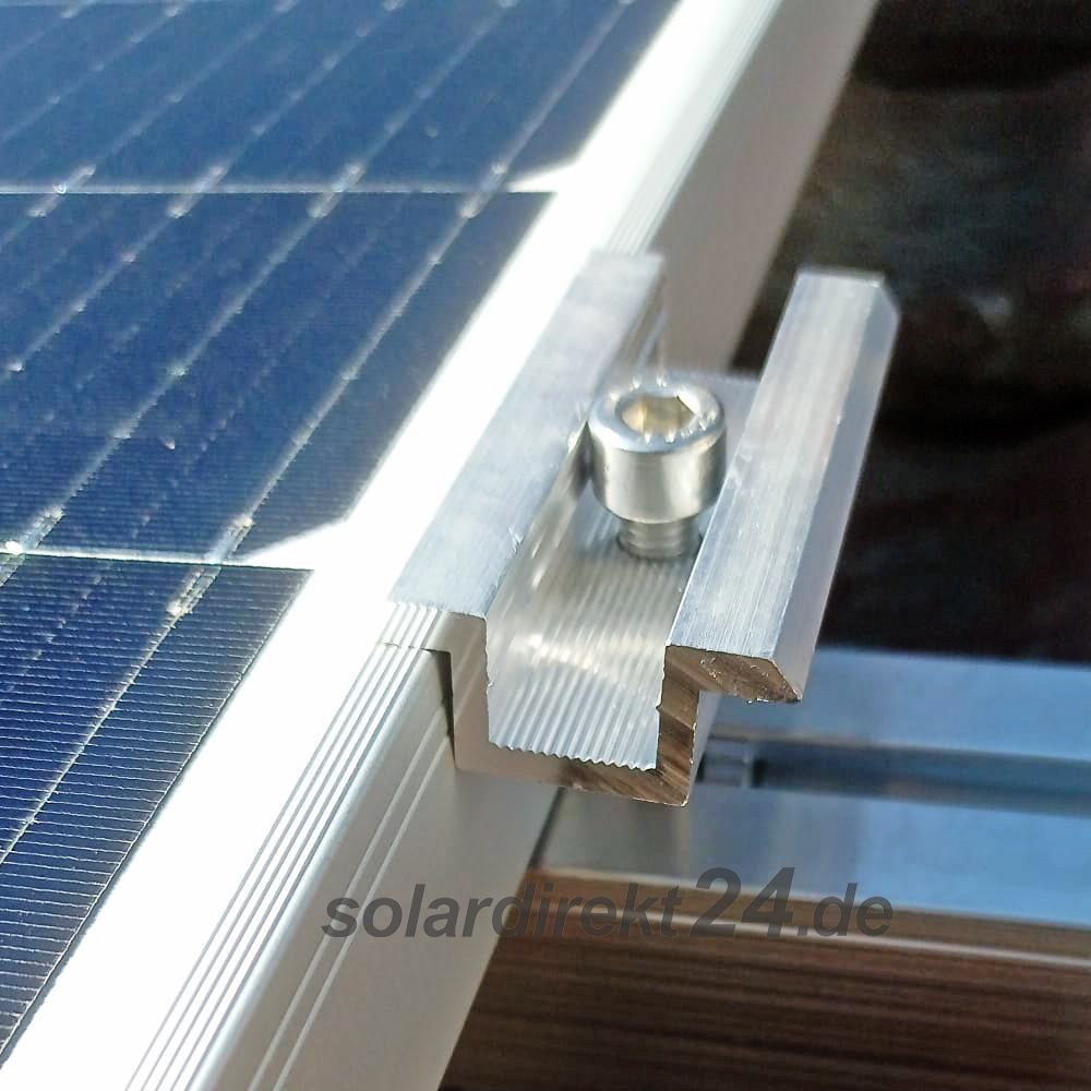 Mittelklemme-02 2er-Set Mittelklemme für 30-50 mm Module silber inkl. 40mm Schrauben Photovoltaik PV Solar - 0% MwSt