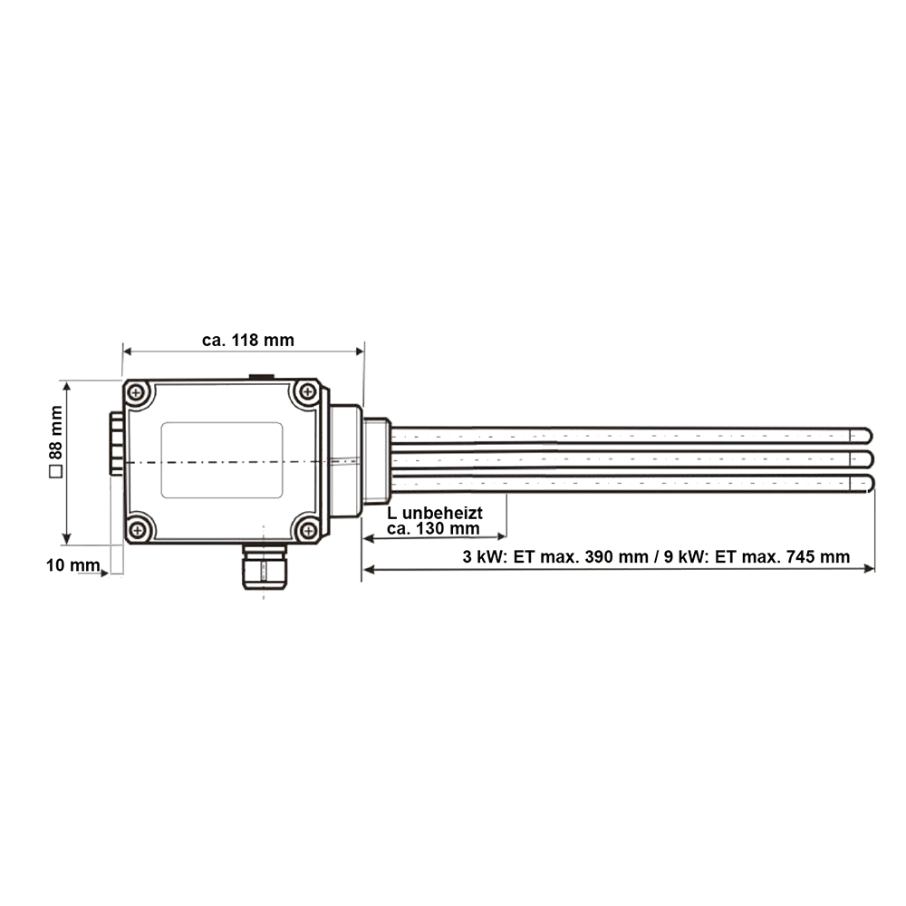 MyPV Elektroheizstab 3kW Gewinde 1 1/2" regelbar mit AC-Thor Manager