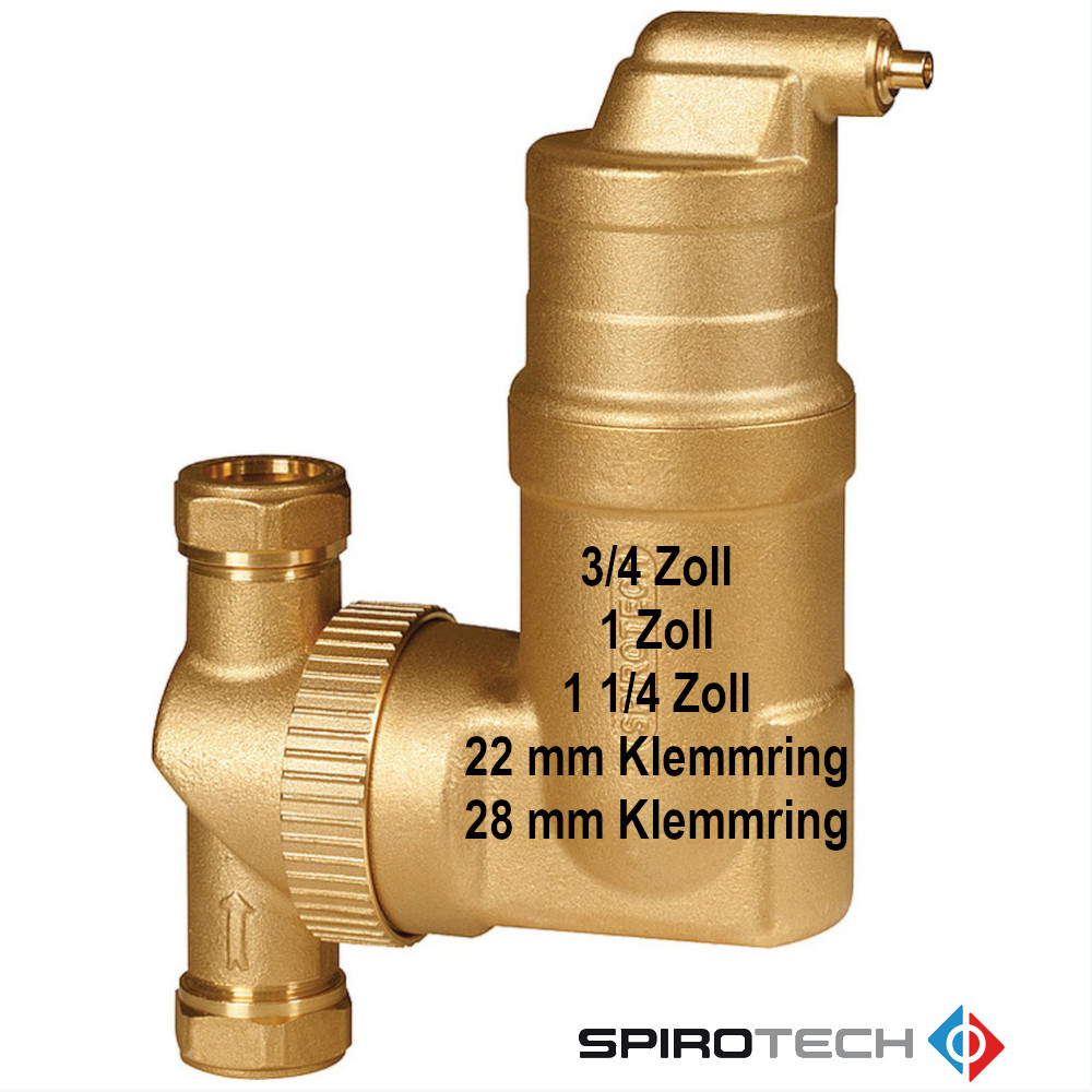 SpiroVent Mikroluftblasenabscheider RV2 für horizontalen / vertikalen / diagonalen Einbau