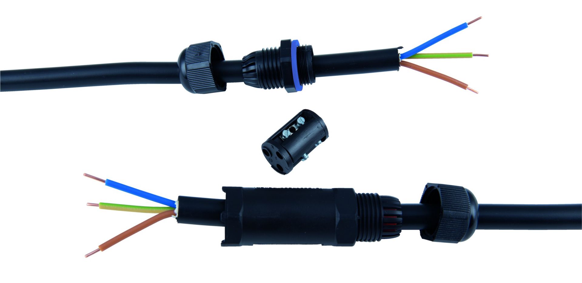 Heitronic 45608 wasserdichter Kabelverbinder mit Schraubklemmen IP68 - 0% MwSt