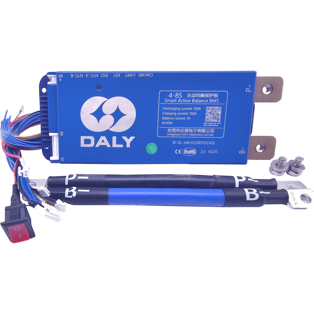 DALY Smart Active Balance BMS 150A 12V–24V 4S–8S – Integriertes Bluetooth, RS485/CAN - 0% MwSt. Kopie
