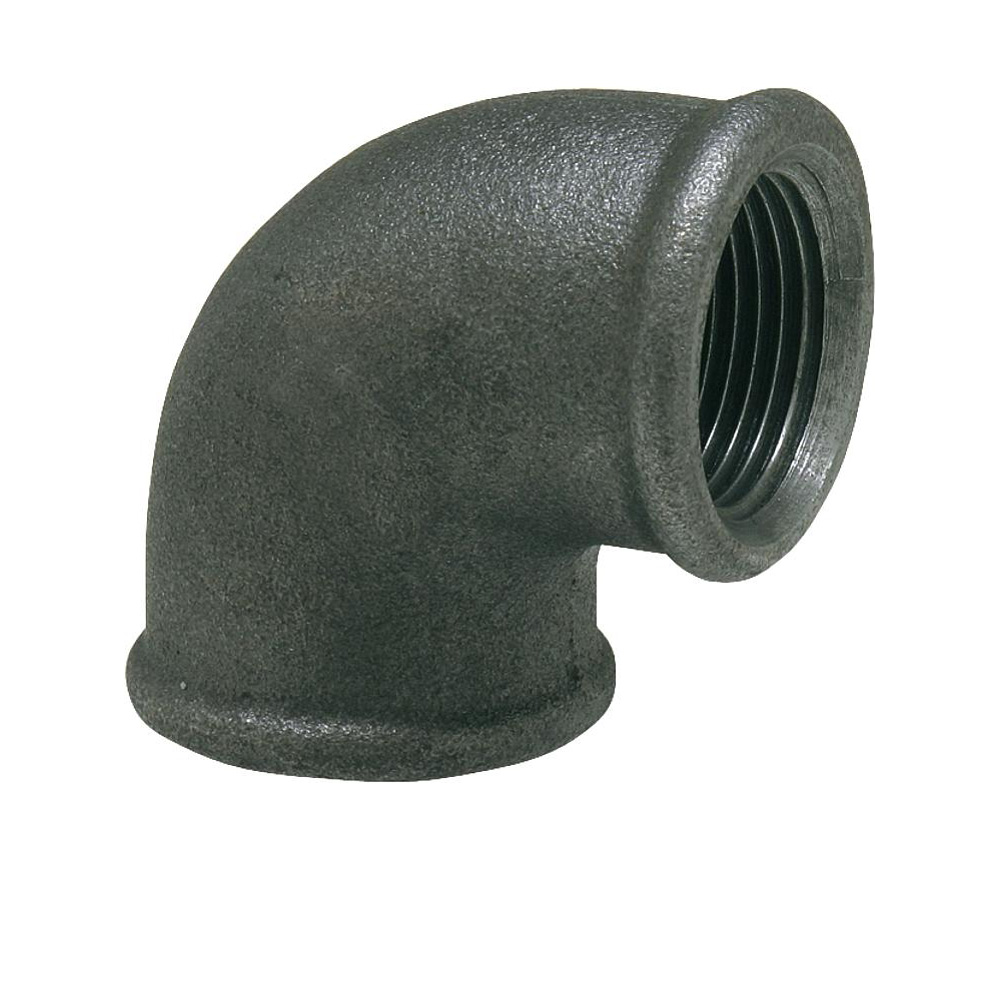 9308740-01 Temperguss Winkel 90° IG 3/8" bis 2" DN10 bis DN50 Fitting, schwarz