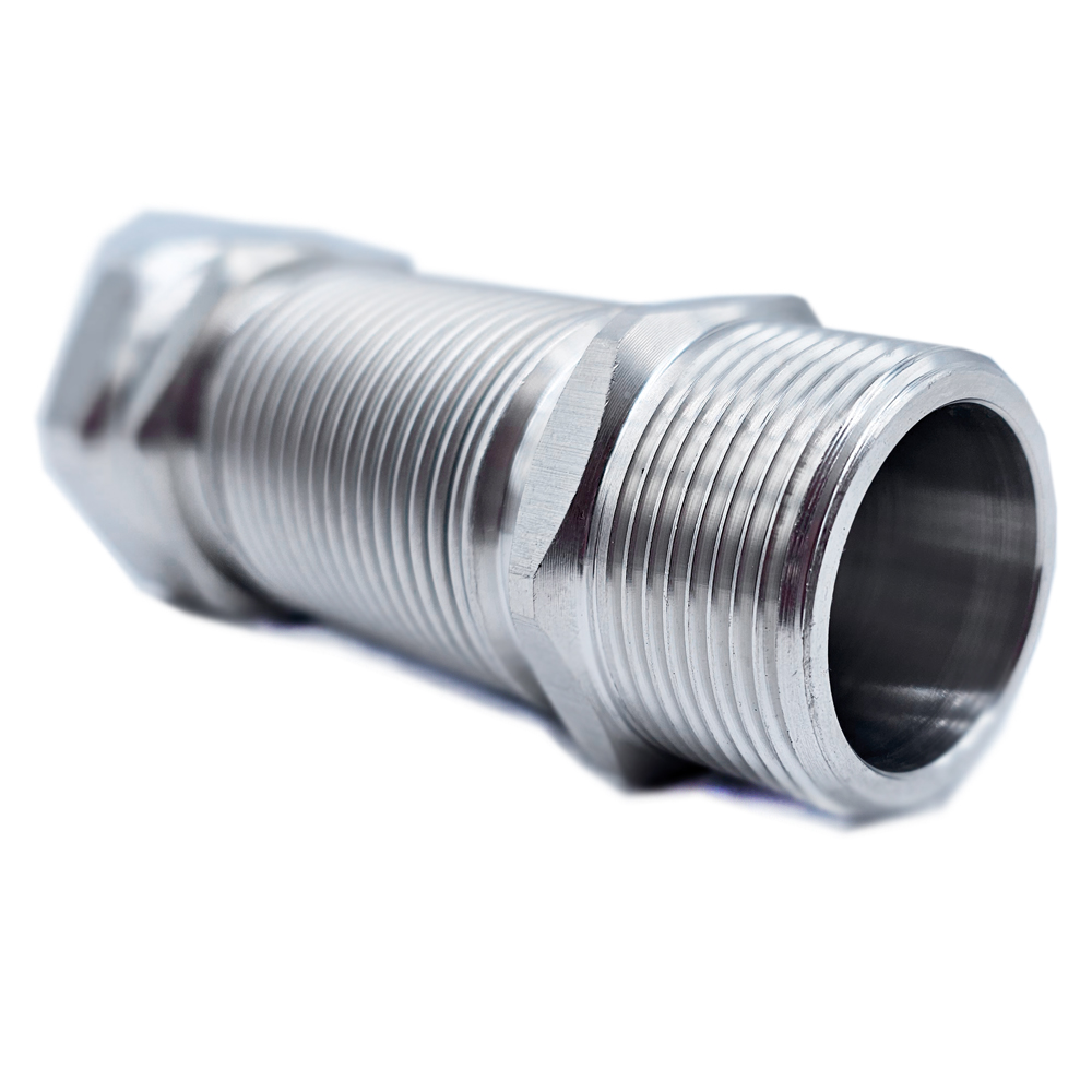 Edelstahlwellrohr 1 1/4" IG/AG – ausziehbar 200–410 mm – Edelstahl AISI 316L – formstabil, flexibel, inkl. Dichtungen – für Heizung, Solar, Industrie