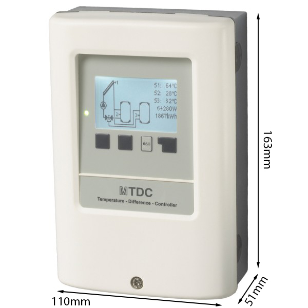 Solarsteuerung Solarregler Temperaturdifferenzsteuerung MTDC V5 (inkl. 4 x PT1000 Fühler)