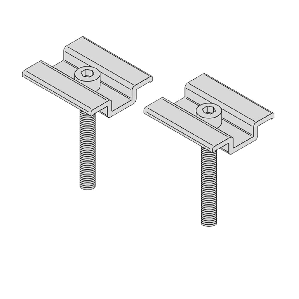 Sun-Ballast-Mittelklemme-2er SUNBALLAST 2er-Set Mittelklemmen Aluminum M8X50 Edelstahl Bolzen - 0% MwSt.