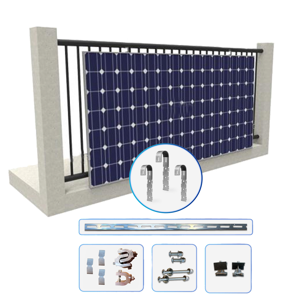 Balkon Solarhalterung für runde senkrechte Geländerstäbe 1 Modul Balkonkraftwerk- 0% MwSt.