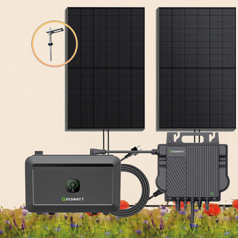 900Wp Balkonkraftwerk 2x450Wp Jolywood Fullblack + Growatt NEO 800M-X Wechselrichter + Growatt NOAH 2000 Balkonspeicher + Solarhalterung für Fassade oder Schrägdach 900Wp Balkonkraftwerk 2x450Wp Jolywood Fullblack + Growatt NEO 800M-X Wechselrichter + Growatt NOAH 2000 Balkonspeicher + Solarhalterung für Fassade oder Schrägdach