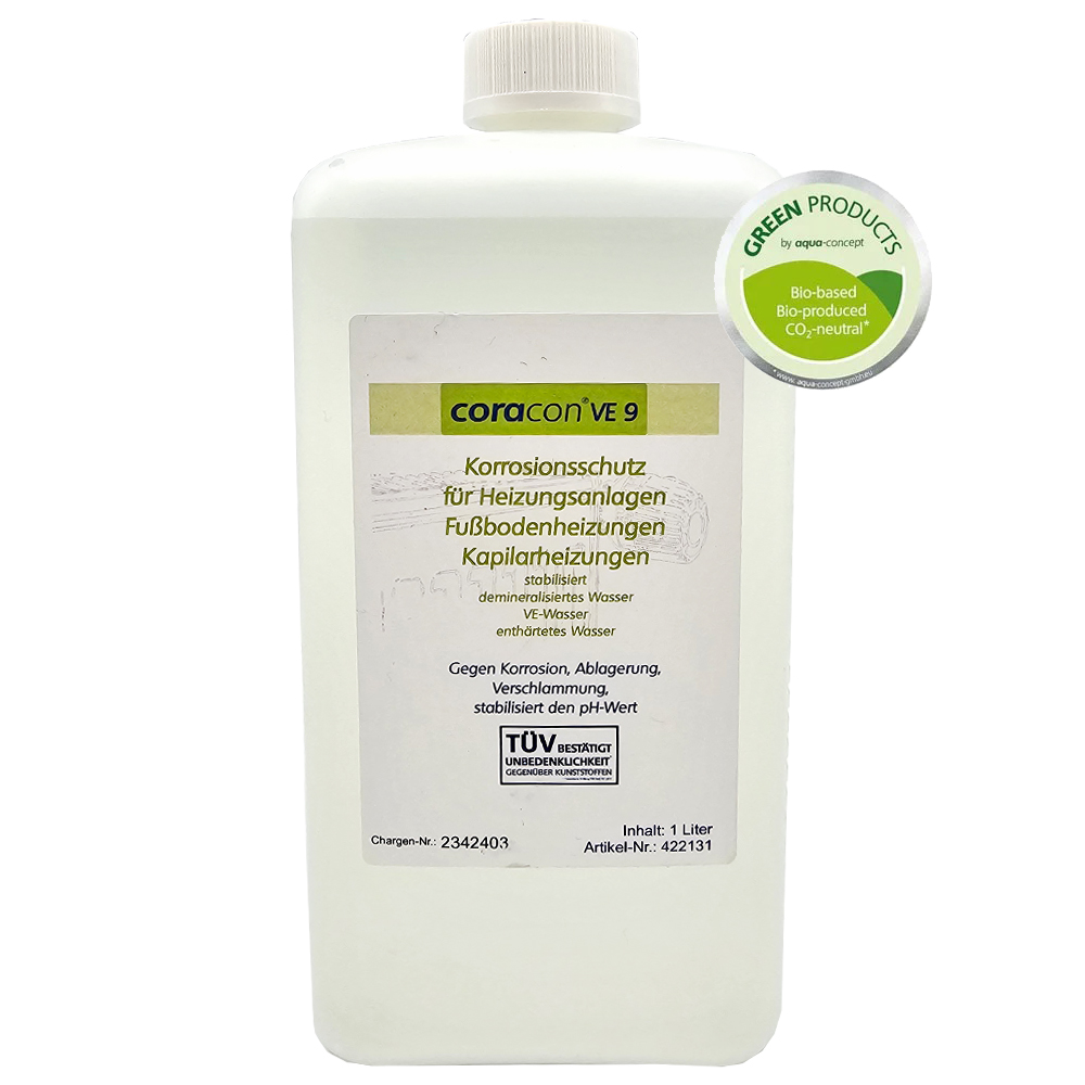 VE9-04 1 Liter Coracon VE 9 Heizungsschutzkonzentrat für Heizungsanlagen Neuanlagen Ökologisch CO2-neutral