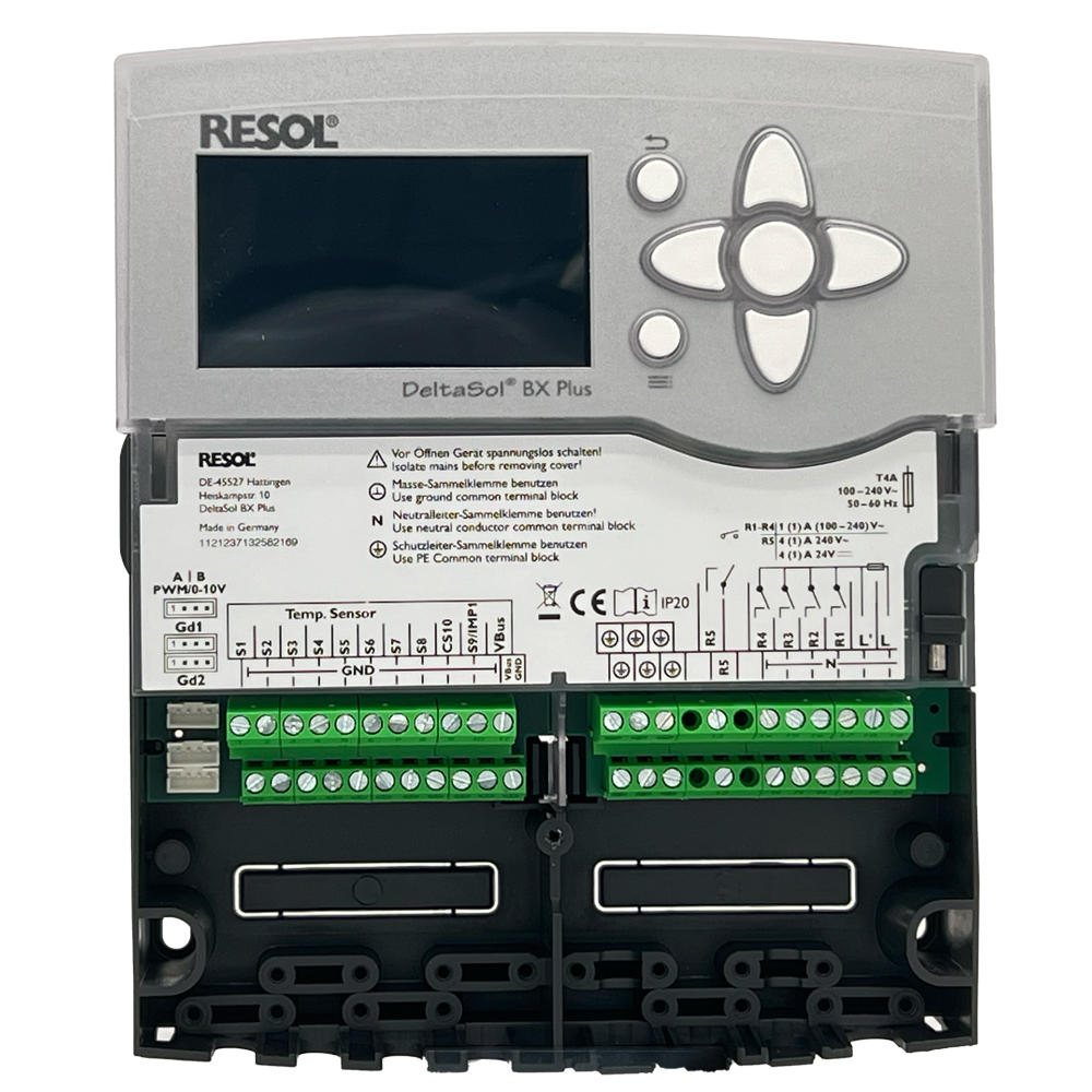 Solarsteuerung Resol DeltaSol BX Plus (inkl. 5 PT1000 Fühlern - 2 x FKP6 - 3 x FRP6) - Komplettpaket