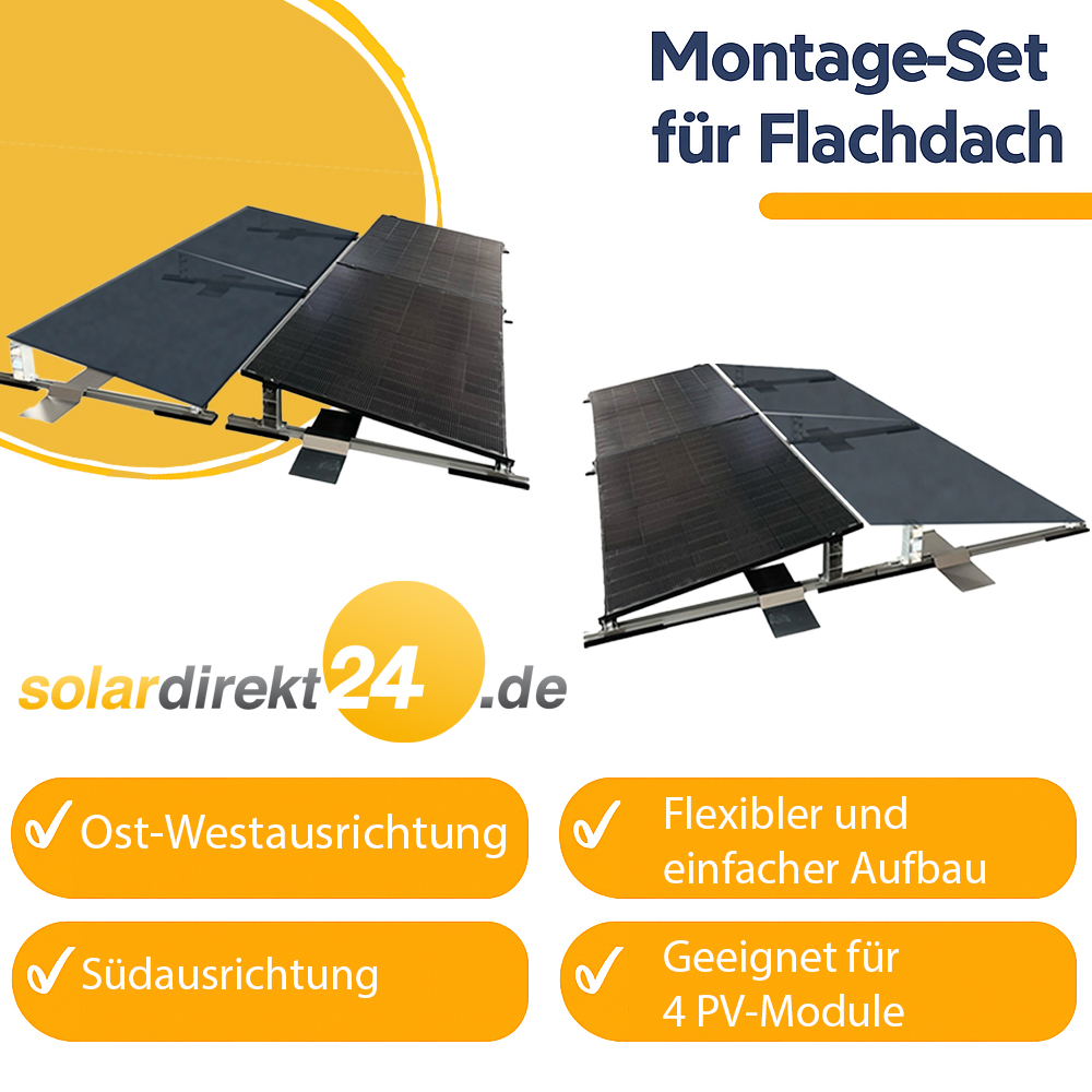 Solar Halterung Flachdach Ballast Montageset Dach Befestigung für 4 Solarmodule