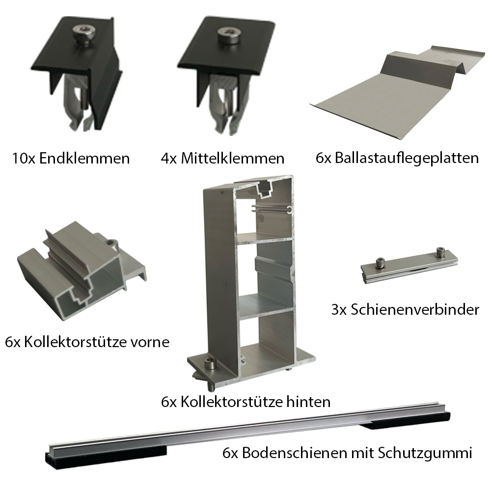 Solar Halterung Flachdach Ballast Montageset Dach Befestigung für 4 Solarmodule