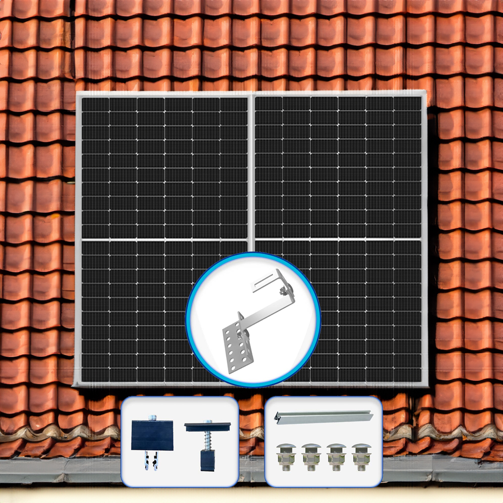 Solarhalterung für Flachdach oder Ziegeldach 2 Modul Balkonkraftwerk - 0% MwSt.