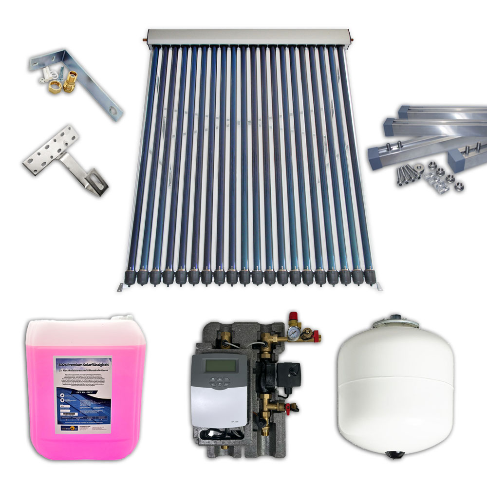 Solarthermie Basic Paket - Eurotherm-Solar-PRO Vakuumröhrenkollektor - 3,1m²