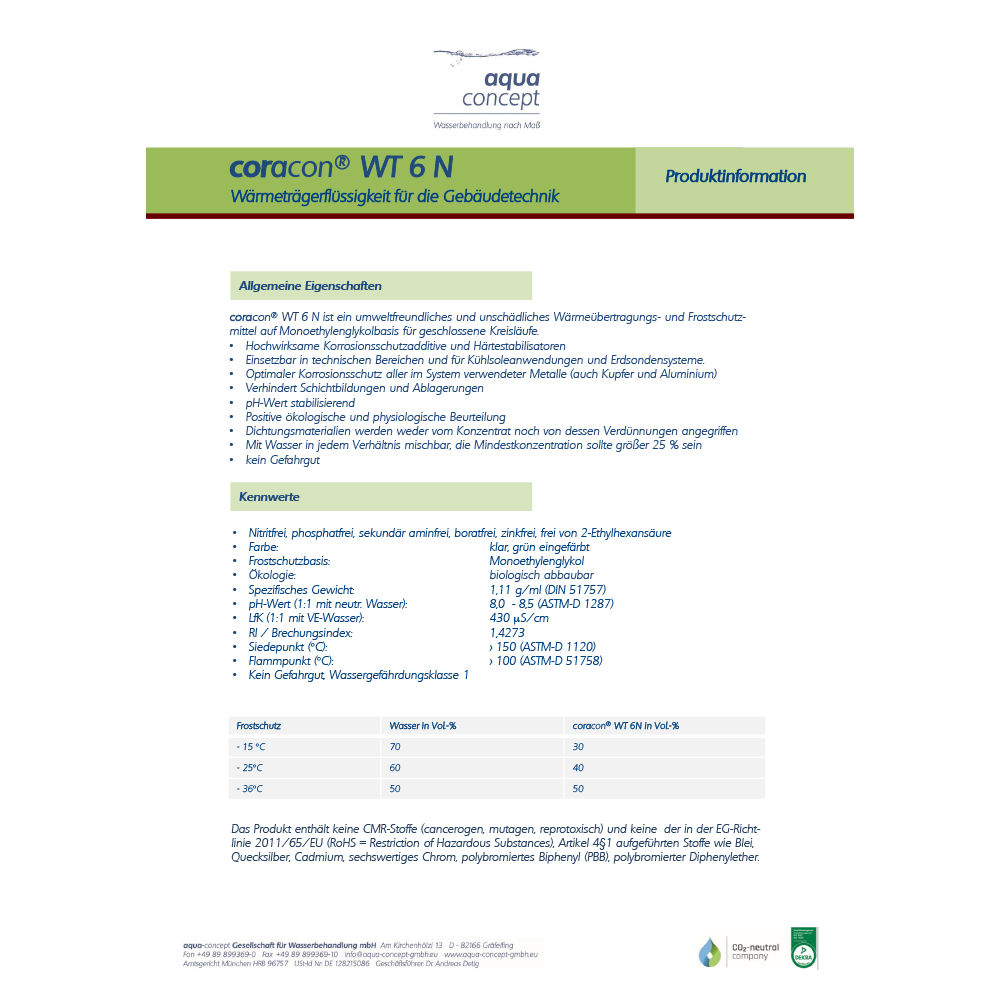 coracon® WT 6N Konzentrat 20L – Frost- und Korrosionsschutz für Heizkreisläufe & Erdsonden – Monoethylenglykol-Basis