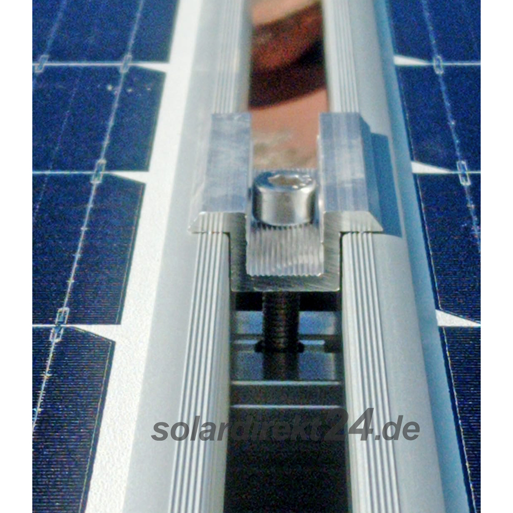 Mittelklemme-01 2er-Set Mittelklemme für 30-50 mm Module silber inkl. 40mm Schrauben Photovoltaik PV Solar - 0% MwSt
