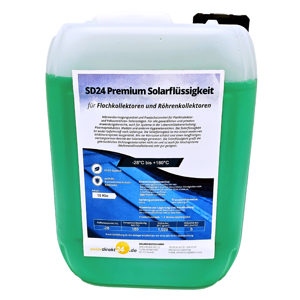 Solarflüssigkeit Wärmeträgermedium Solarliquid bis -28°C Solarflüssigkeit Wärmeträgermedium Solarliquid bis -28°C