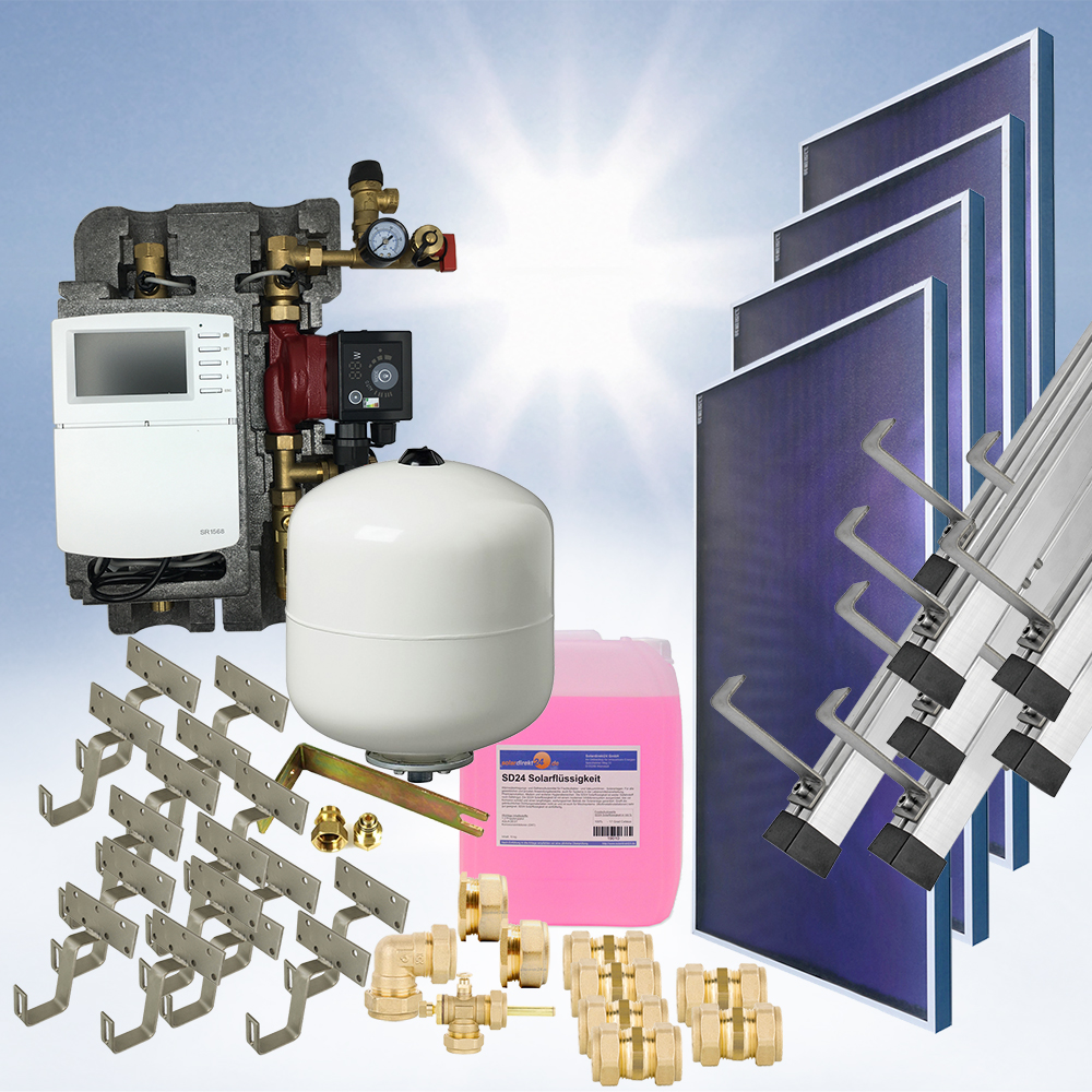 800LR20A Solarthermie Basic Paket Linuo Ritter Flachkollektoren 8,0m²