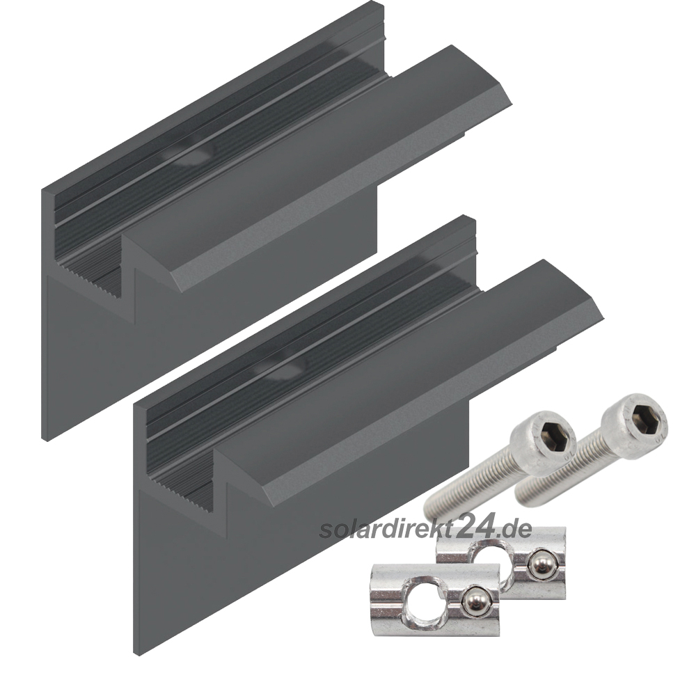 9742-Set-SE-01 2er-Set Endklemme für 35 mm Module schwarz inkl. Schrauben Solar Photovoltaik PV 0% MwSt.